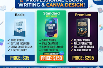 do ebook ghostwriter, canva book design, and book cover design,  logo design