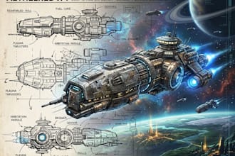 draw spaceship concept art or design a starship or scifi vehicle