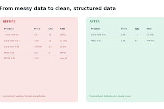 clean, organize and standardize your excel or CSV data