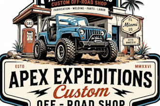 design high quality custom vintage monster jeep logo with vector illustration