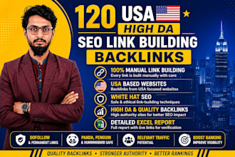manually create 120 USA high da link building SEO backlinks