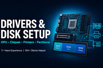 install drivers and set up disk partitions on windows