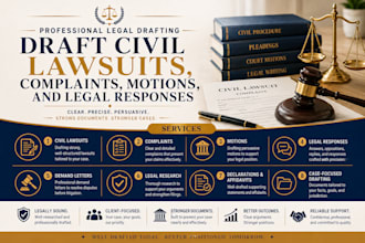 draft civil lawsuits, complaints, motions, and legal responses