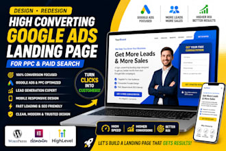 design, redesign a high converting google ads landing page for PPC paid search