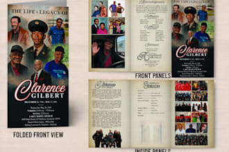 design a trifold funeral program, obituary program and memorial brochure