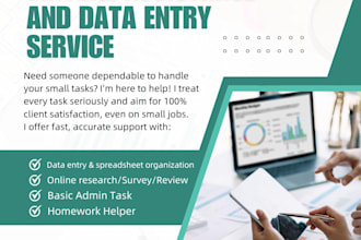be your reliable virtual assistant for data entry, admin and research tasks