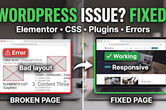 fix wordpress bugs, errors, elementor and CSS issues