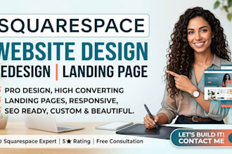 design squarespace website, redesign squarespace, or create squarespace