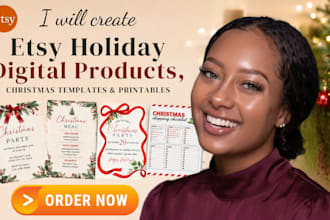 create etsy holiday digital products christmas templates and printables