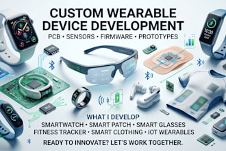 develop custom wearable devices, pcb, sensors, firmware and prototypes