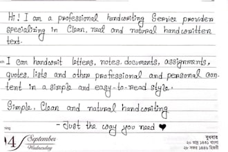 do simple, clean and natural handwriting