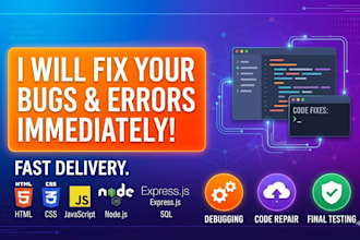 fix HTML CSS javascript bugs and node js express errors