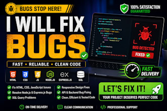 fix HTML CSS javascript bugs and node js express errors