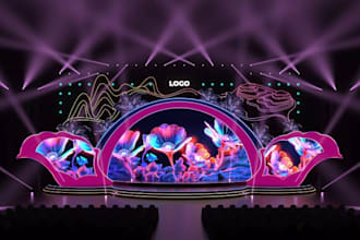 renew 3d event stage,hall,complete layout rendering,concert design,TV studio,set