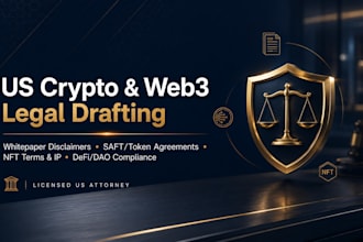 draft legal documents for defi, dao, and US crypto compliance