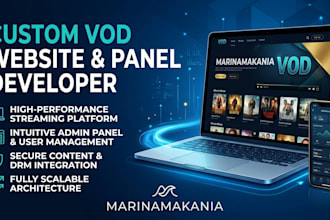 build modern vod website panel and app with custom cms