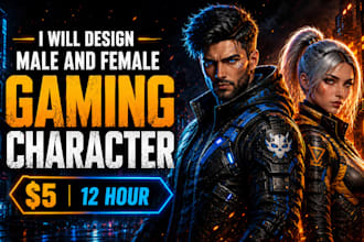 design male and female gaming character thumbnail
