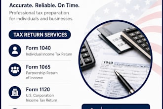 prepare US tax return form 1040, 1065,1120,1120s