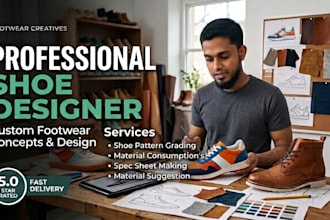 make formal and loafer shoe design and grading pattern for u