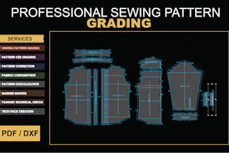do professional sewing pattern grading and sizing charts