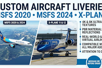 create custom msfs 2020 2024 and xplane aircraft liveries