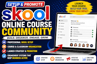 setup skool online course community, promote online course with skool