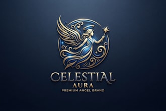 design an elegant blue angel logo for your brand