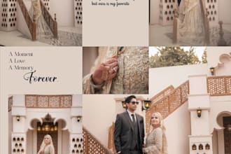 design a premium wedding album and edit wedding photos