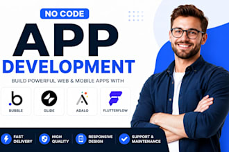 build no code saas or mobile app with bubble, glide, adalo and flutterflow