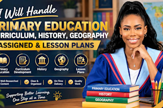 handle primary education, curriculum, history, geography ,assigned, lesson plans