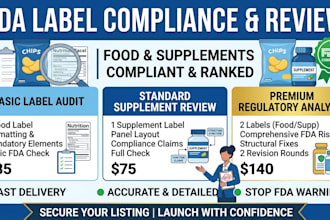 review food product and supplement label for fda compliance