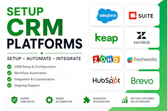 setup salesforce, suite, keap, zendesk, zoho, fresh works, hubspot, brevo