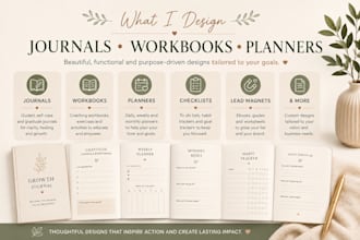 design a beautiful canva journal, workbook or printable PDF