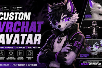 do vrchat avatar, vrc avatar, furry avatar, 3d model, vrchat character