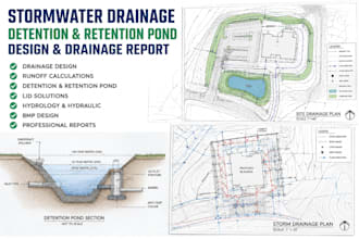 design stormwater plan drainage, detention, retention pond, lid, drainage report