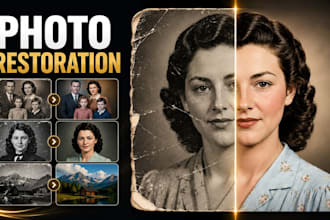 restore old damaged, blurry photos, repair, colorize, enhance and upscale images