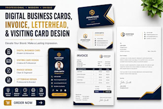 create digital business cards, invoice, letterhead, visiting card design