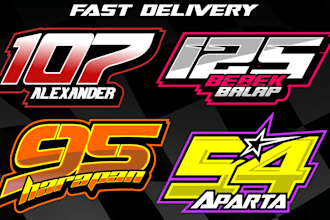 design modern racing team logo, racing number, car wash for your