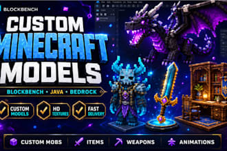 create custom minecraft 3d models and blockbench animations