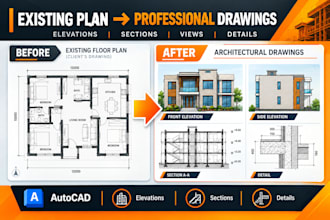 create architectural elevations, sections and construction details