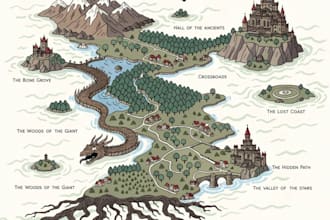create fantasy map illustration for map