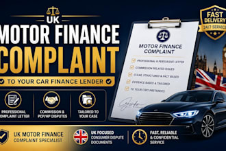 draft a UK motor finance commission complaint to your car finance lender