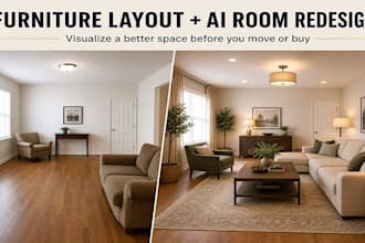 create a furniture layout and ai room redesign concept