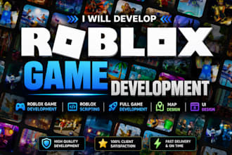 develop roblox game, roblox scripting and full game development, obby, map, ui