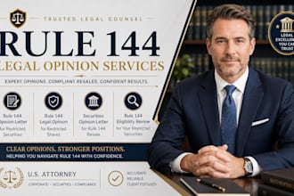 prepare a securities opinion letter for a rule 144 resale
