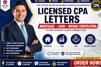 provide licensed CPA letters for mortgage, loan, visa, and income verification