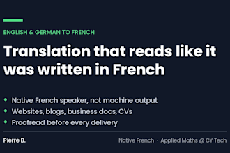 translate your english or german text into natural french