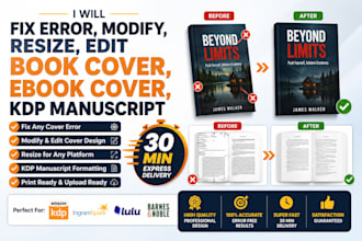 fix resize book cover, fix rejected book for amazon kdp book formatting