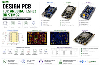 design pcb for arduino esp32 or stm32 with schematic and gerber files