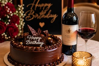 make cake and wine for birthday event